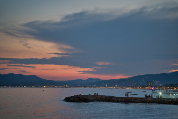 CANNES, FRANCE - AUGUST 19, 2018: sunset on the sea