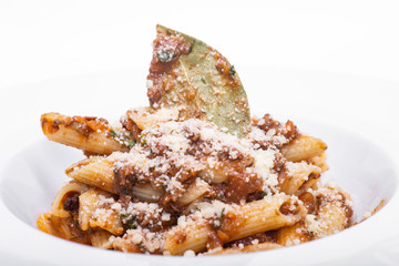 Pasta with minced meat and cheese
