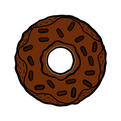Donut isolated on a white background. Cute, colorful chocolate donut