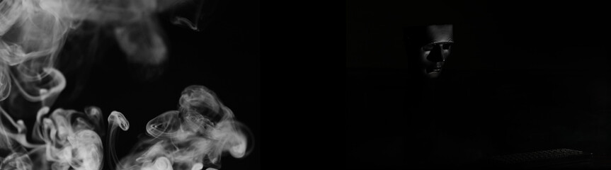 Black mask in the dark ritual and mystery