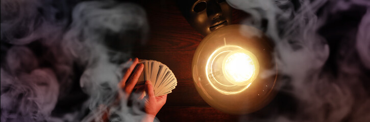 A sorcerer's table with a fortune-teller ball