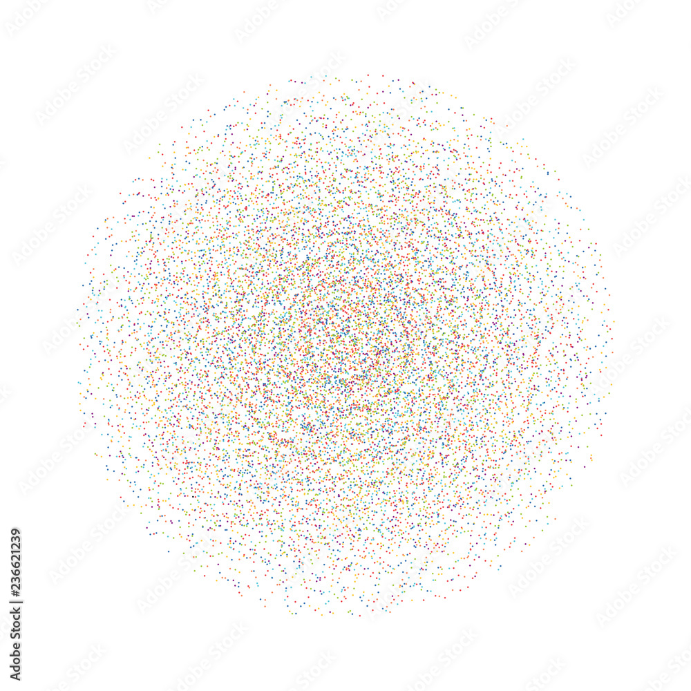 Poster vector colorful dots in circle form. abstract radial shape