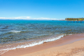 Beautiful landscape, Issyk-Kul lake, Bosteri, Kyrgyzstan