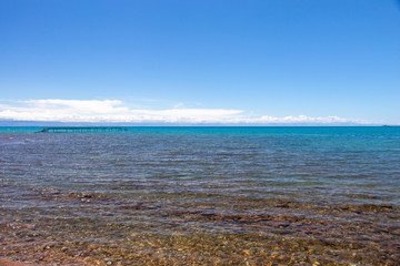 Obraz premium Beautiful landscape, Issyk-Kul lake, Bosteri, Kyrgyzstan