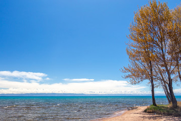 Beautiful landscape, Issyk-Kul lake, Bosteri, Kyrgyzstan