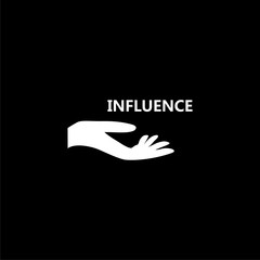 Influence sign, Influence Word icon or logo on dark background