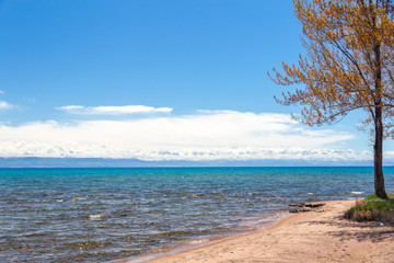 Beautiful landscape, Issyk-Kul lake, Bosteri, Kyrgyzstan