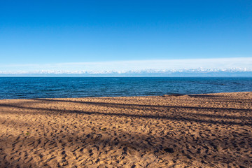 Beautiful landscape, Issyk-Kul lake, Bosteri, Kyrgyzstan