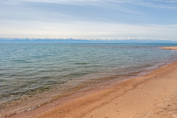 Beautiful landscape, Issyk-Kul lake, Bosteri, Kyrgyzstan