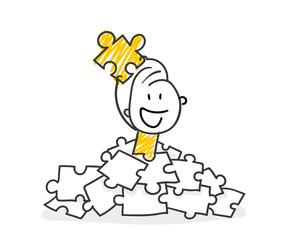 Strichfiguren / Strichmännchen: Puzzleteil, Lösung. (Nr. 336)	