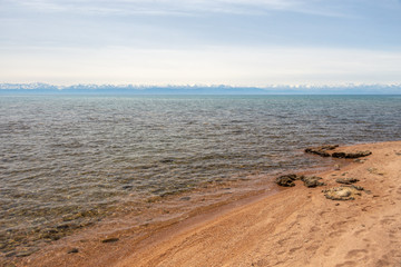 Beautiful landscape, Issyk-Kul lake, Bosteri, Kyrgyzstan
