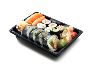 Sushi lunch. Tacka sushi na białym tle. - obrazy, fototapety, plakaty