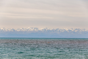 Beautiful landscape, Issyk-Kul lake, Bosteri, Kyrgyzstan