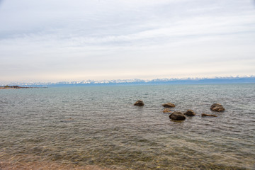 Beautiful landscape, Issyk-Kul lake, Bosteri, Kyrgyzstan