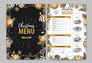 Fotobehang Hand drawing Christmas holiday menu design. Restaurant menu © annbozhko