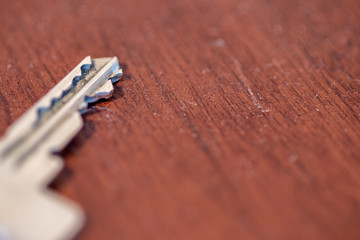 Key on a wooden table