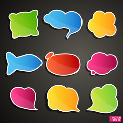 Bright speech bubble stickers set.