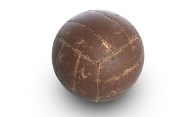 3D illustration of brown leather traditional volleyball on white background