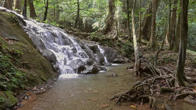 Sa Nang Manora Waterfall in Phang Nga Province, Thailand, 4k