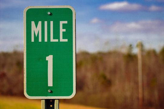 Green Mile 1 Road Sign