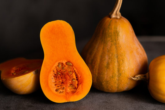 Butternut squash on a dark background