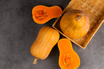 Butternut squash on a dark background