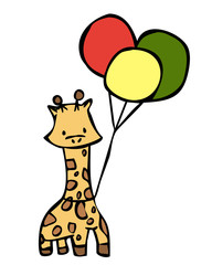 cute cartoon giraffe baby with balloons