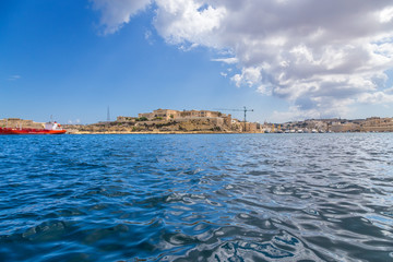 Fototapeta na wymiar Kalkara, Malta. Scenic view of the city and the fortress