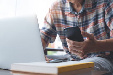 Man using smartphone