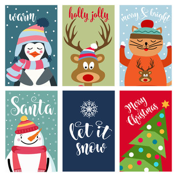 Christmas card collection with animals and wishes