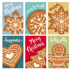 Fototapeta na wymiar Christmas card collection with gingerbread
