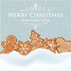Beautiful Christmas card with gingerbread