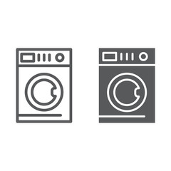 Car washing line and glyph icon, laundry and clean, washing machine sign, vector graphics, a linear pattern on a white background.