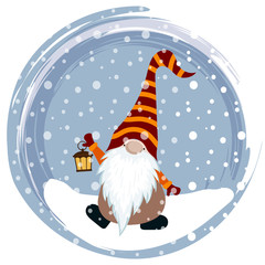 Christmas card with funny gnome