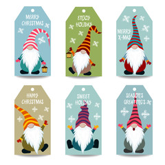 Christmas labels collection with gnomes - 236631476