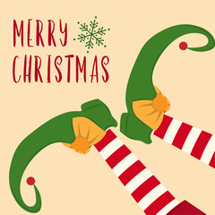 cute Christmas card with elf legs - 236632044
