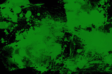 Picture with a place for the inscription. A green border on a black background. Black background. Splashes of green paint on black background. Combination of color. The combination of green and black.