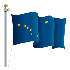Waving Alaska Flag Isolated On A White Background. Vector Illustration. Official Colors And Proportion. Independence Day