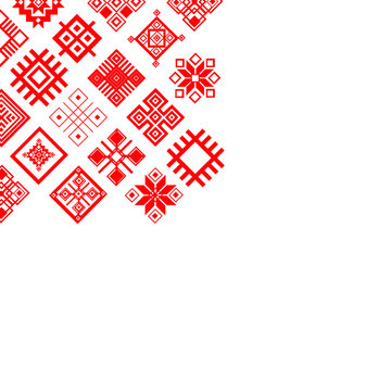 Red ethnic Slavic pattern on white background