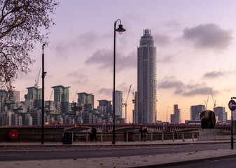 St Georges Wharf London on a warm autumn evening