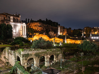 Fototapeta na wymiar the roman forum of rome at night