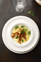 Italian polenta with fried mushrooms