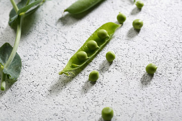 Green peas on white background