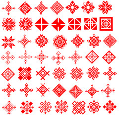 Red ethnic Slavic pattern on white background