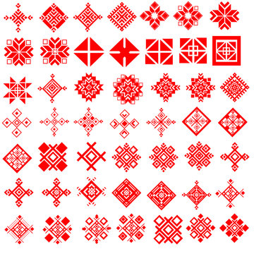 Red ethnic Slavic pattern on white background