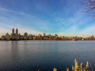 city and lake landscape