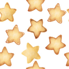 Shortbread Cookies in the form of stars. Sweet pastries. Seamless pattern. tasty. Isolated on white background.