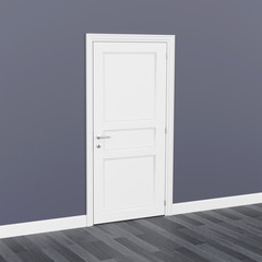 closed white door 3D