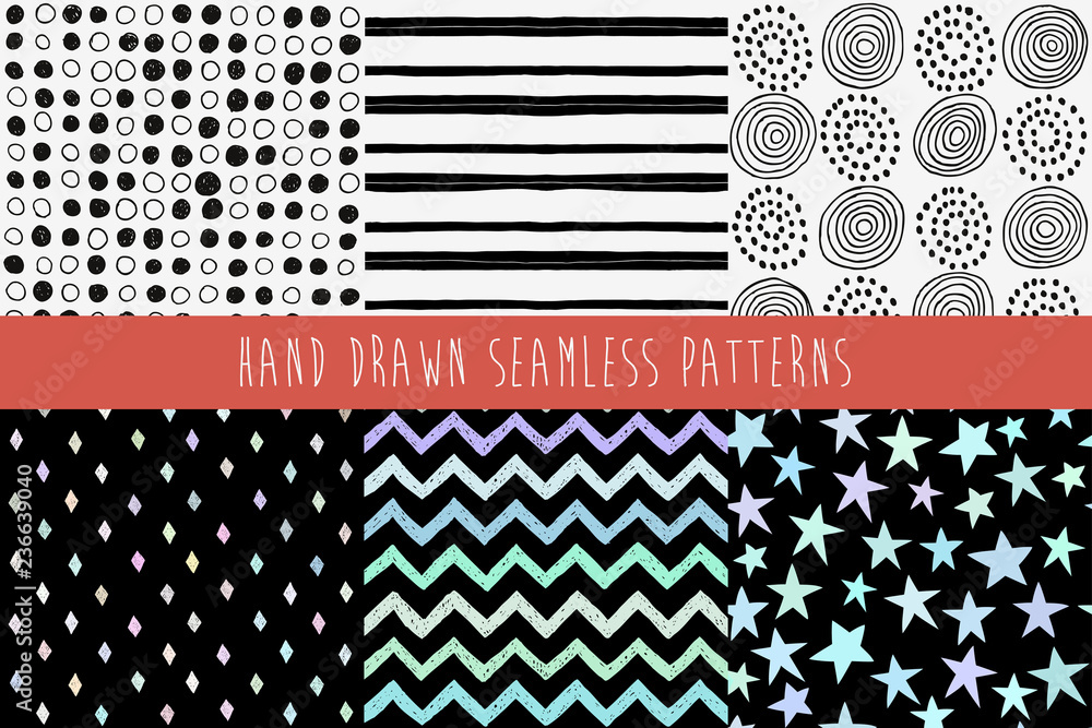 Poster set of abstract hand drawn patterns. vector illustration.