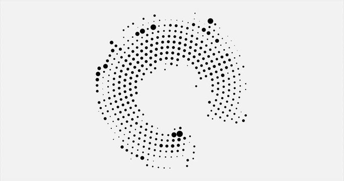 Abstract business background with circular halftone design in the form of an open circle of black dots around the circle.